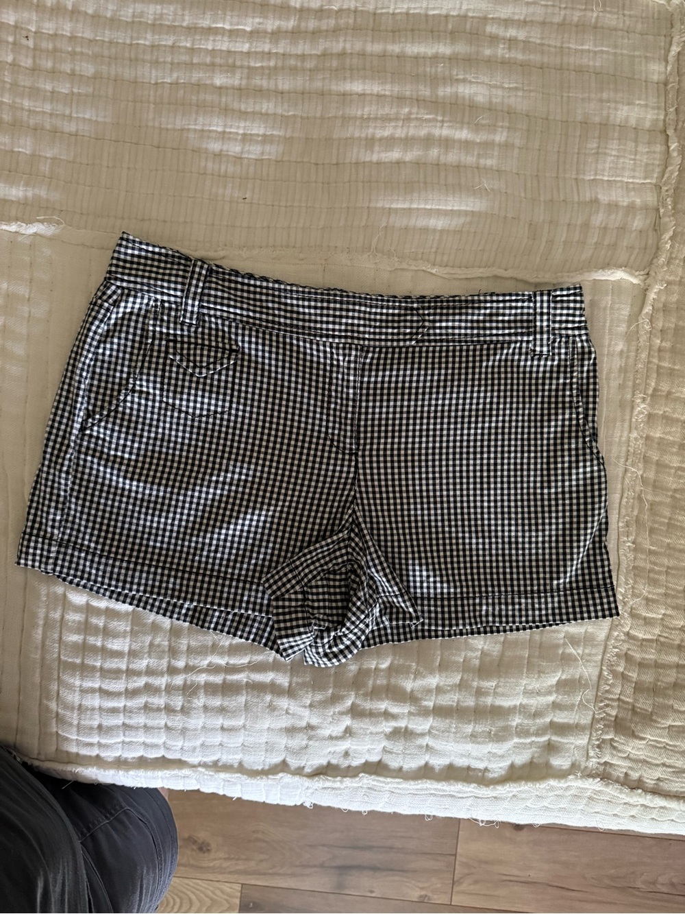 LOFT Black & White Gingham Shorts